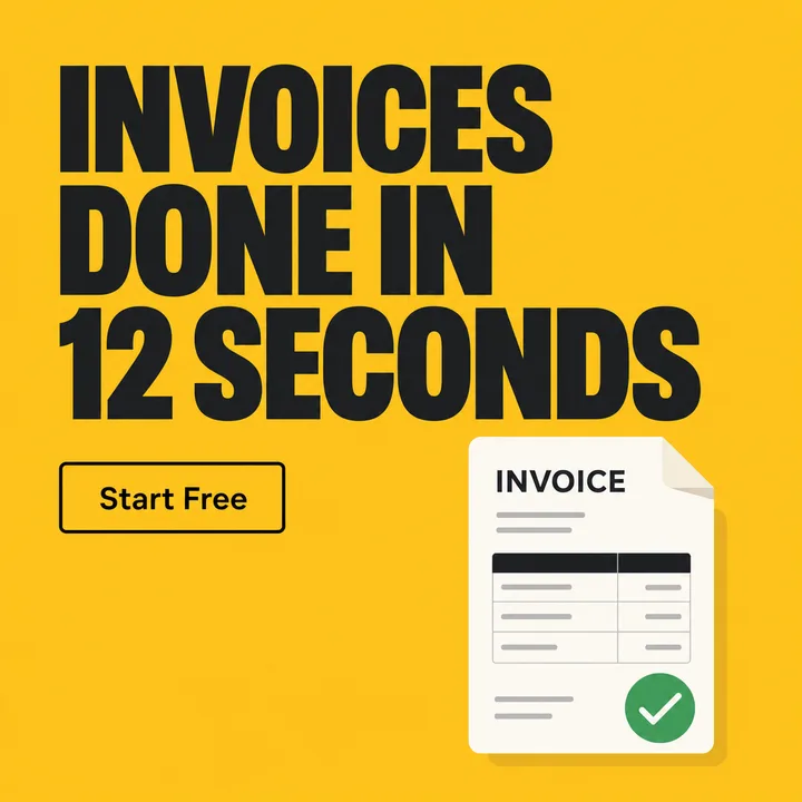 Generated invoicing app ad: Invoices done in 12 seconds